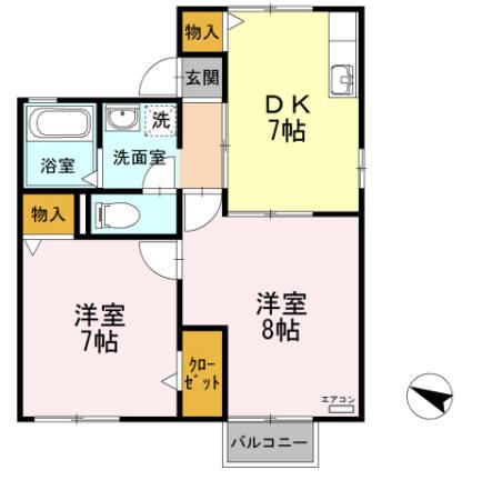 メゾン錦A(2DK/1階)の間取り写真