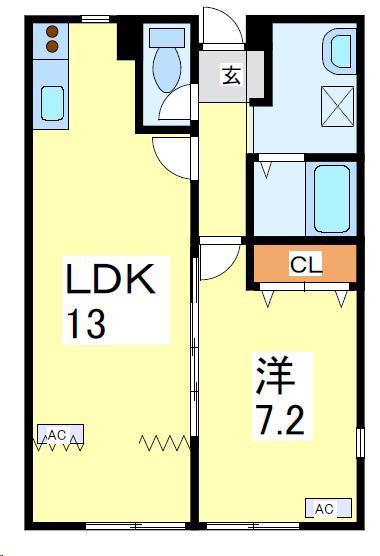 コヒヌール(1LDK/1階)の間取り写真