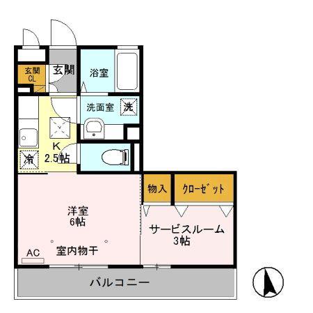 オールベルク(1K/1階)の間取り写真
