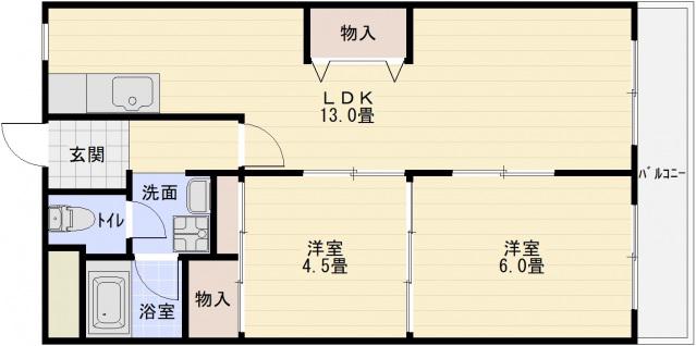 メゾンドルチェ伸和(2LDK/4階)の間取り写真