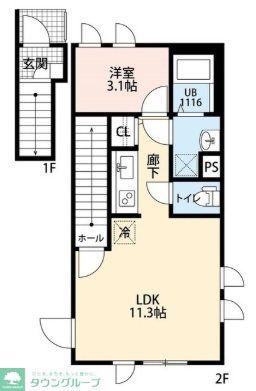 アムール CLEF 3(1LDK/2階)の間取り写真