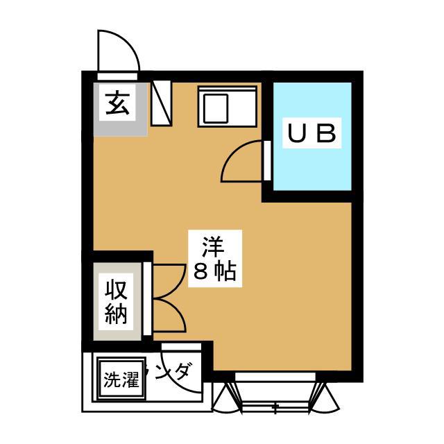 エヴァーグリーン(ワンルーム/2階)の間取り写真