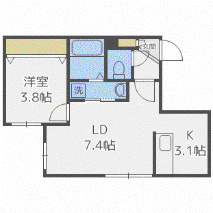 プランドールL(1LDK/2階)の間取り写真