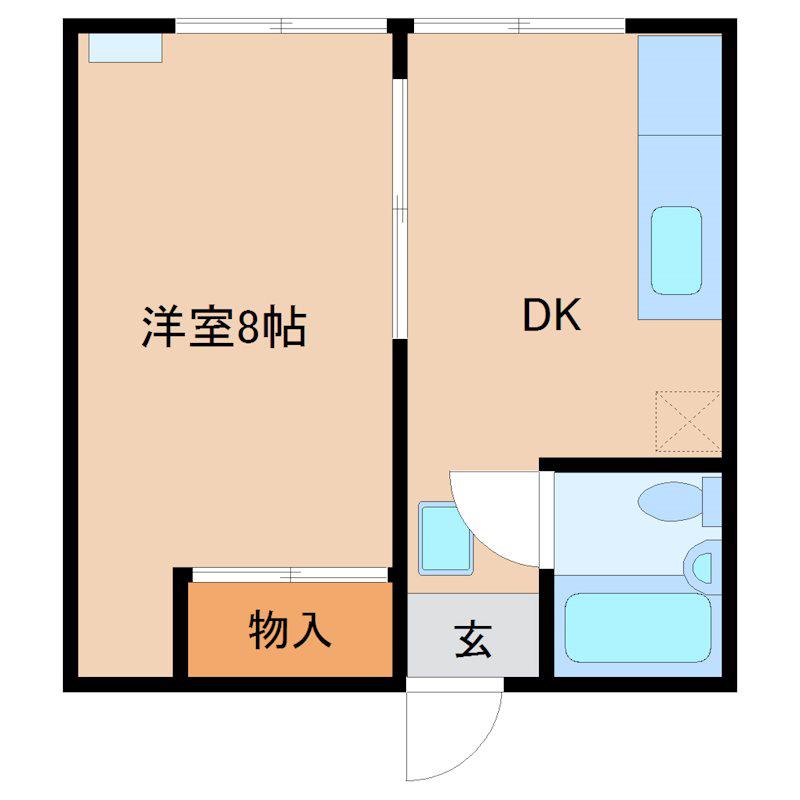 アリス土浦第6(1DK/2階)の間取り写真