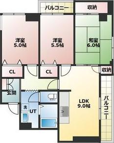 ヴェルデ山鼻(3LDK/5階)の間取り写真