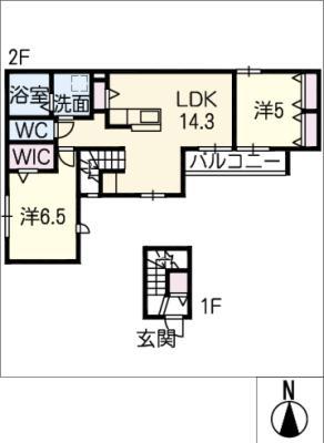 RUSHU(2LDK/2階)の間取り写真