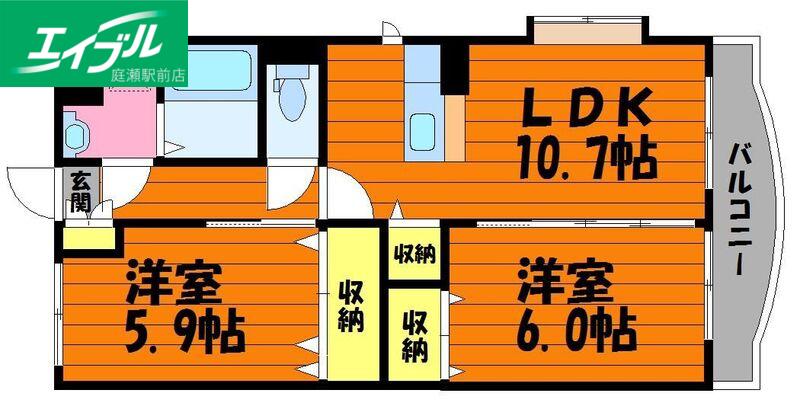 ラグゼールII(2LDK/1階)の間取り写真