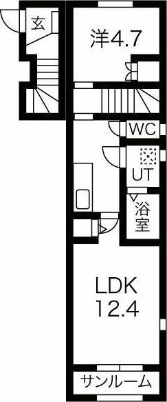 シュッドポミエ(1LDK/2階)の間取り写真