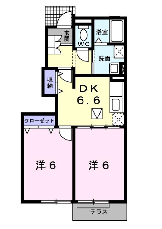 アルモニーA(2DK/1階)の間取り写真