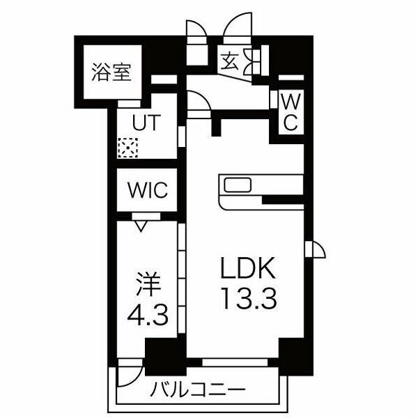 ブルームライフ八田駅前(1LDK/8階)の間取り写真