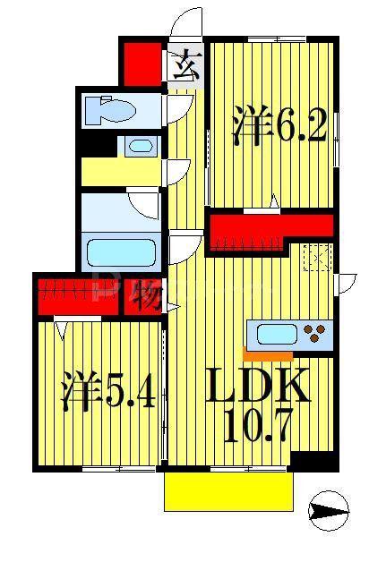 サザンレジデンス(2LDK/1階)の間取り写真