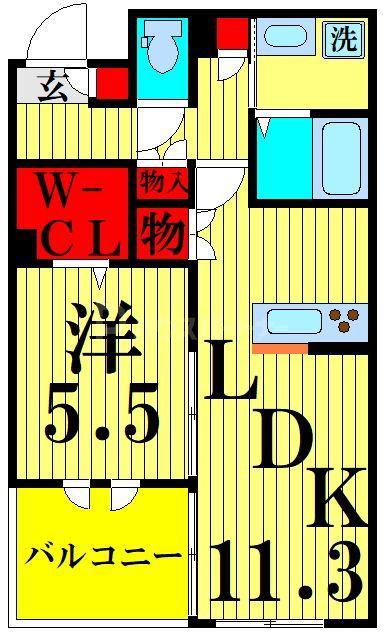 NOBLESSE隅田川(1LDK/2階)の間取り写真