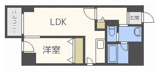 LEE東札幌A(1LDK/6階)の間取り写真