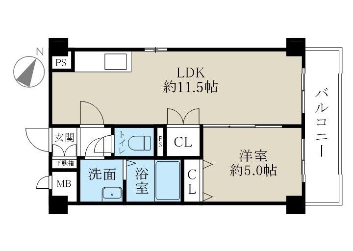 ASプレミアム関屋金衛町(1LDK/1階)の間取り写真