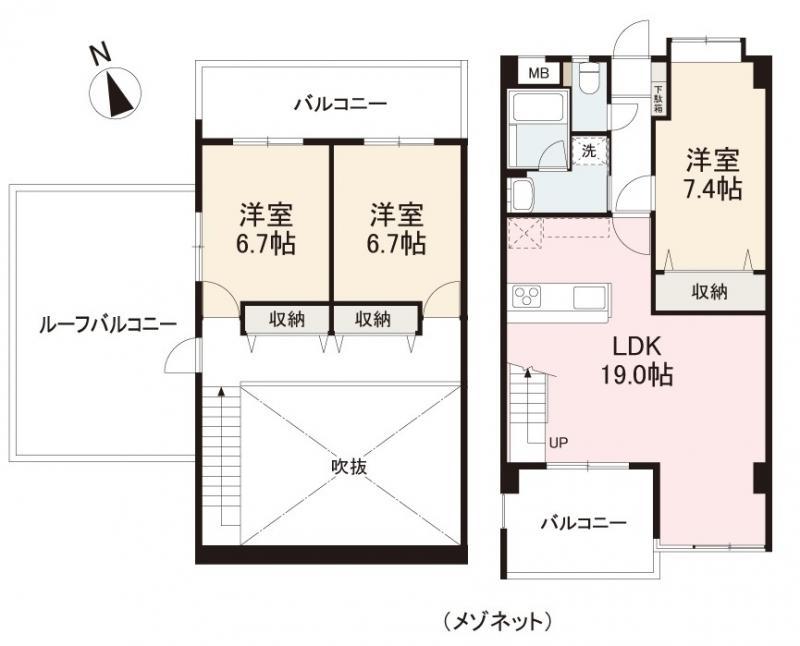 ビオトープ三条(3LDK/3階)の間取り写真