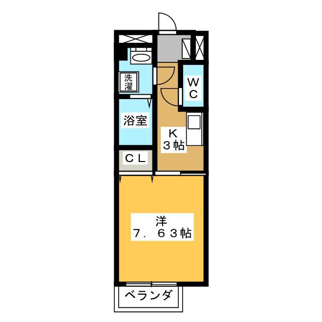 アンフィニ大澤 B棟(1K/1階)の間取り写真