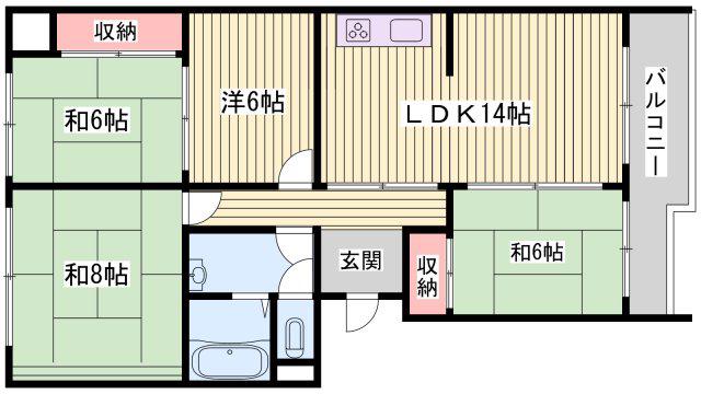 北河原マンション 1棟(4LDK/4階)の間取り写真