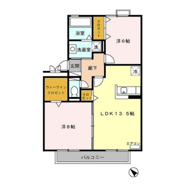 D-ROOM サウススクエア(2LDK/3階)の間取り写真