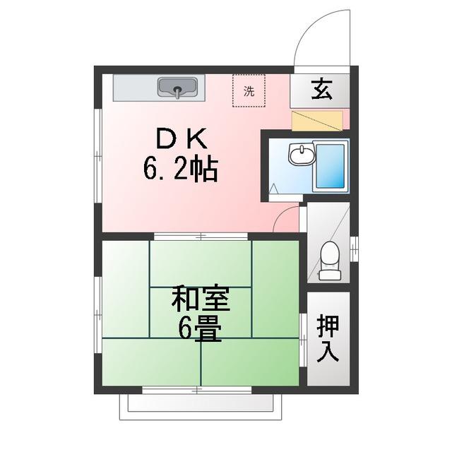 タカヨシコーポ(1DK/3階)の間取り写真