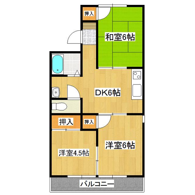 リーブル刈谷(3DK/2階)の間取り写真
