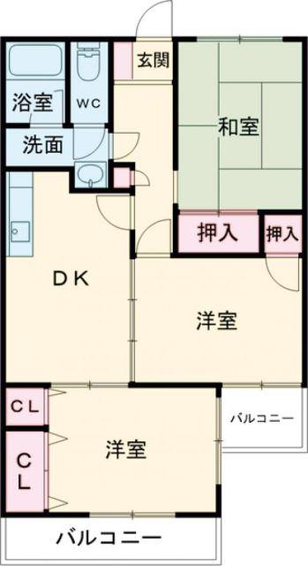 上之町カネヒロハイツ(3DK/2階)の間取り写真