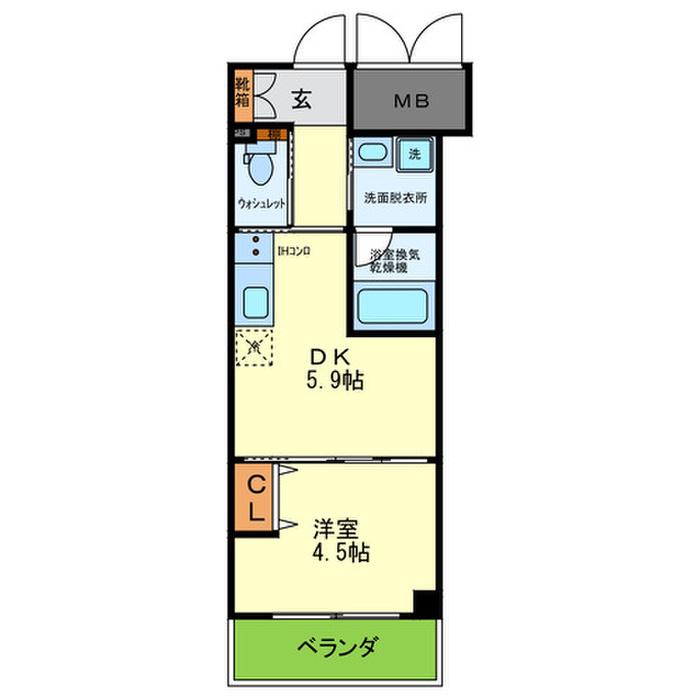 JINEVER上本町(1DK/6階)の間取り写真