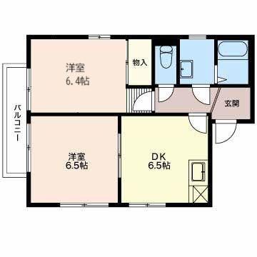 シャトレー雁宿(2DK/2階)の間取り写真