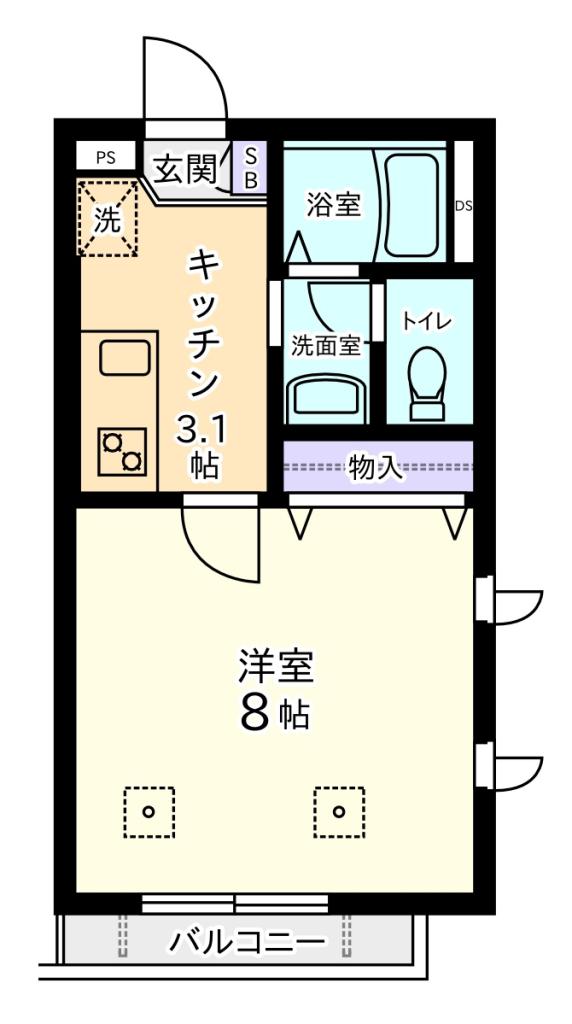 メゾン ルモンド(1K/1階)の間取り写真