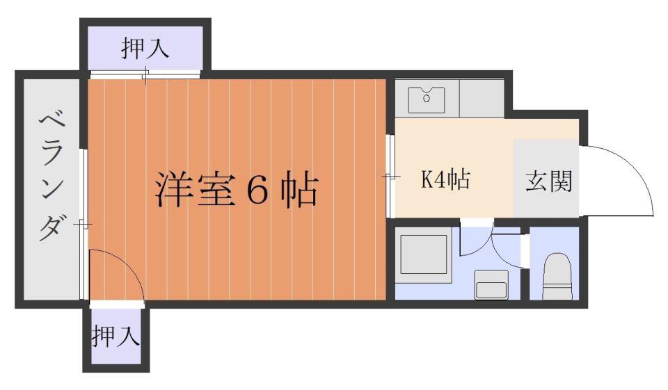 KS高麗(1K/2階)の間取り写真