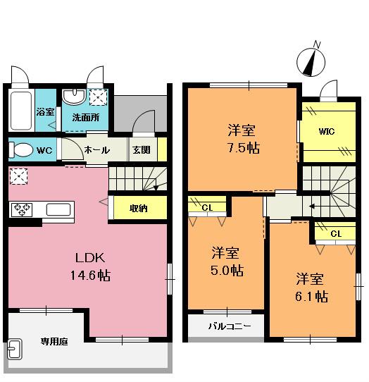 プログレス E(3LDK/1階)の間取り写真