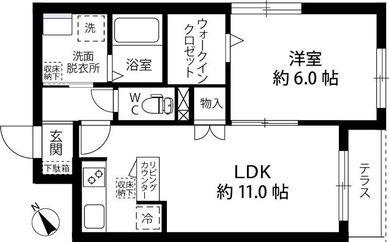 メゾン・トリフォリア(1LDK/1階)の間取り写真