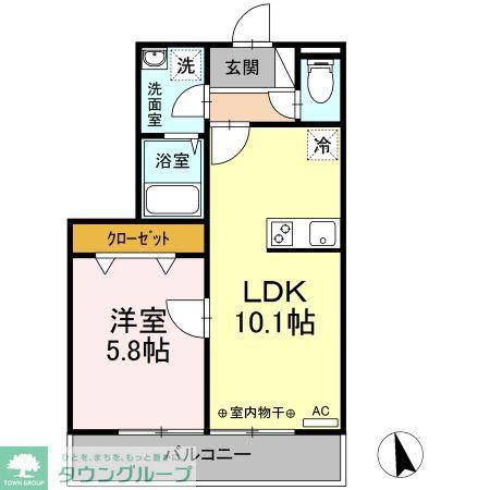 パインズガーデン(1LDK/2階)の間取り写真