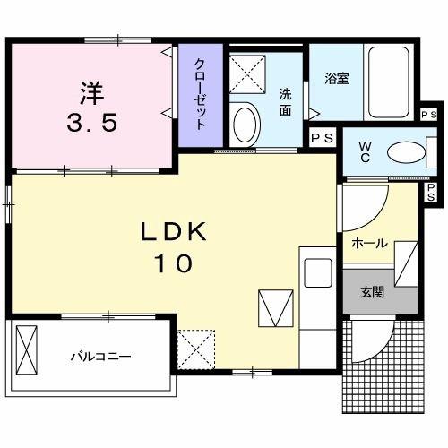アルバーダ(1LDK/1階)の間取り写真