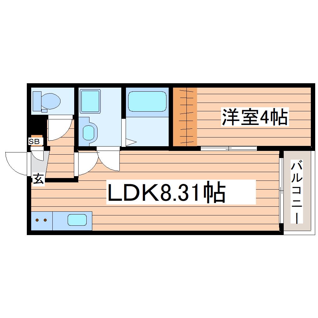 グラン大和町(1LDK/2階)の間取り写真