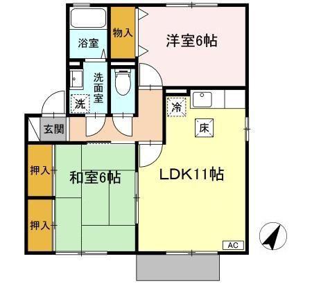 リッツハウス(2LDK/2階)の間取り写真