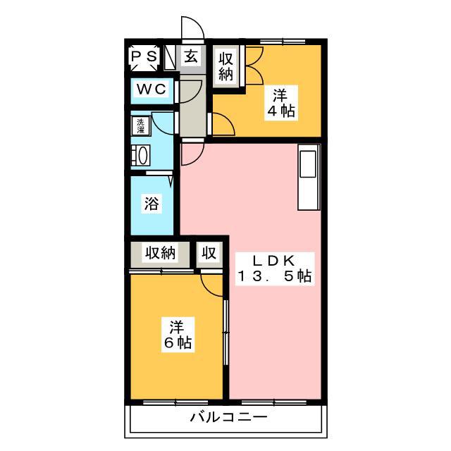 ウッドサイド浦和(2LDK/5階)の間取り写真