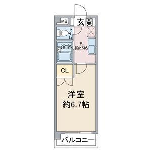 エクセルヒルズ(1K/2階)の間取り写真
