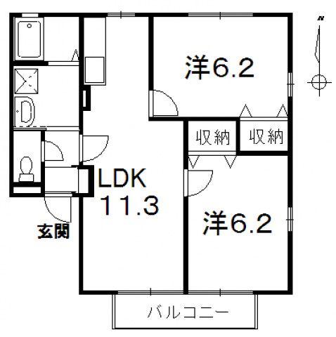レトア藤屋(2LDK/1階)の間取り写真