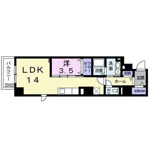 グーラテース U.H.Y(1LDK/2階)の間取り写真
