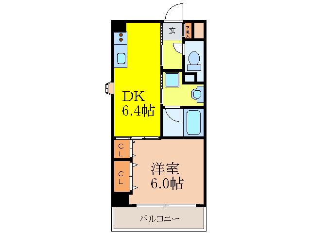 イルシオンS三国(1DK/6階)の間取り写真