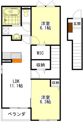 パーチェ・S I・II(2LDK/2階)の間取り写真