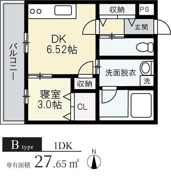 インペリアル京口(1DK/3階)の間取り写真