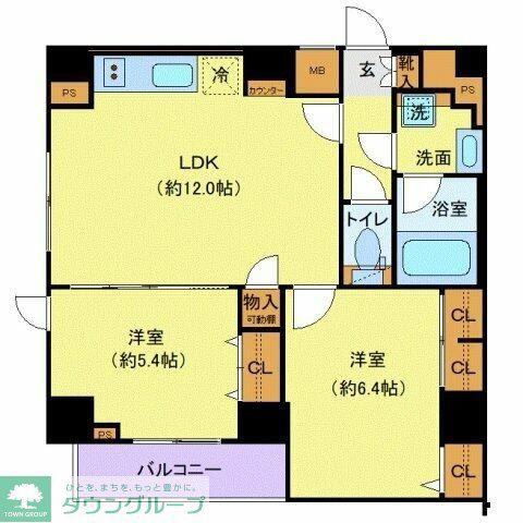 ジェノヴィア田端IIIグリーンヴェール(2LDK/5階)の間取り写真