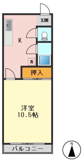 松江ロイヤルハイツ(1K/2階)の間取り写真