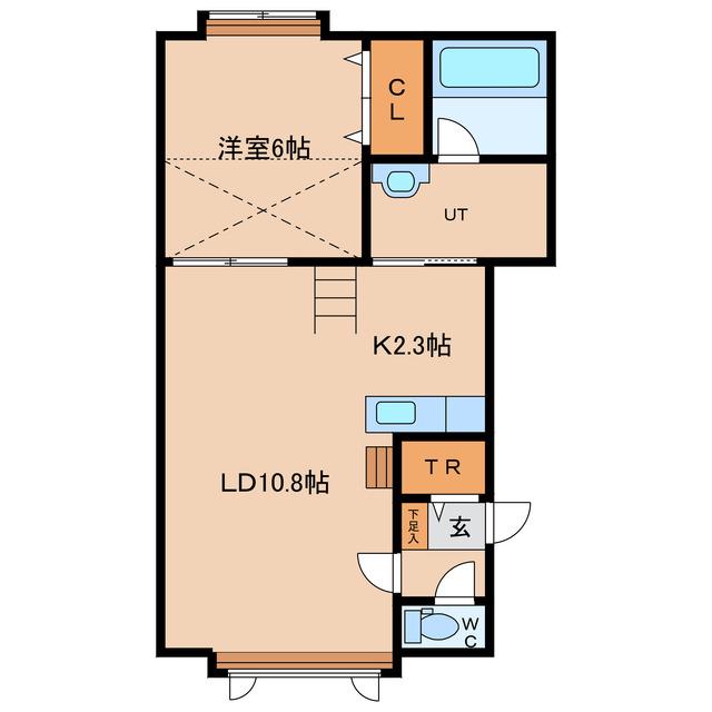 ニューエスパニアI AB棟(1LDK/2階)の間取り写真