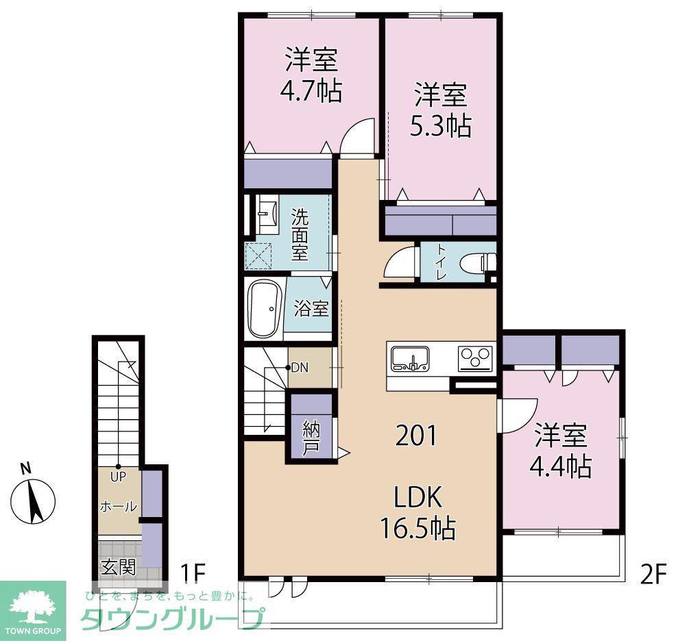 碑文谷BASE ウエスト(3LDK/2階)の間取り写真