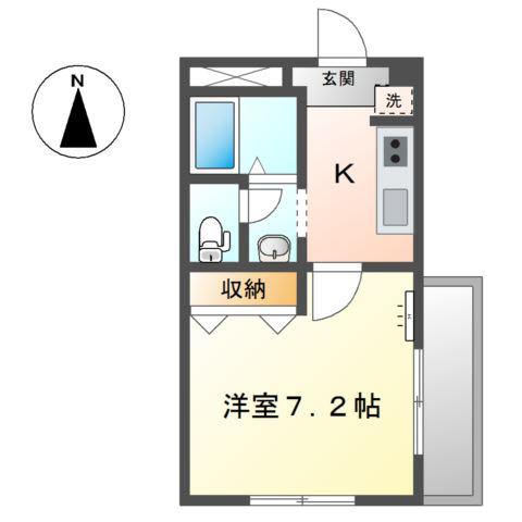 ライラック(1K/2階)の間取り写真