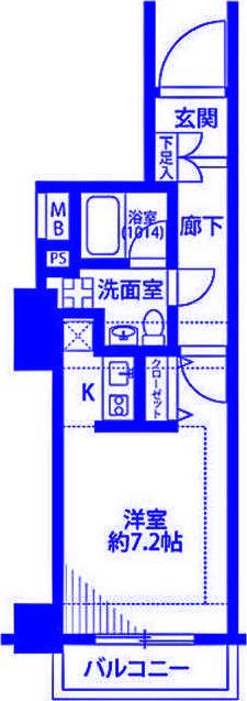 プレールドゥーク西横浜(1K/10階)の間取り写真