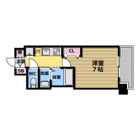 LUXE布施東(1K/4階)の間取り写真