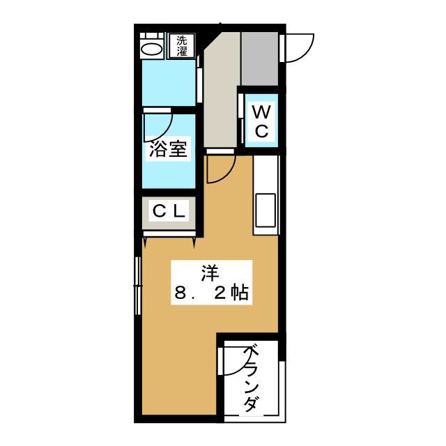 静岡鉄道静岡清水線 日吉町駅 徒歩8分 3階建 築8年(ワンルーム/1階)の間取り写真